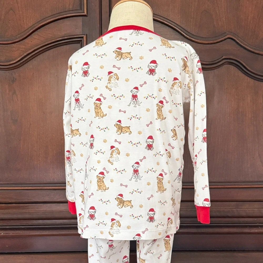 La Luna Christmas Dog Pajamas 4T Pima Cotton Holiday PJ Set Kids 2 Piece